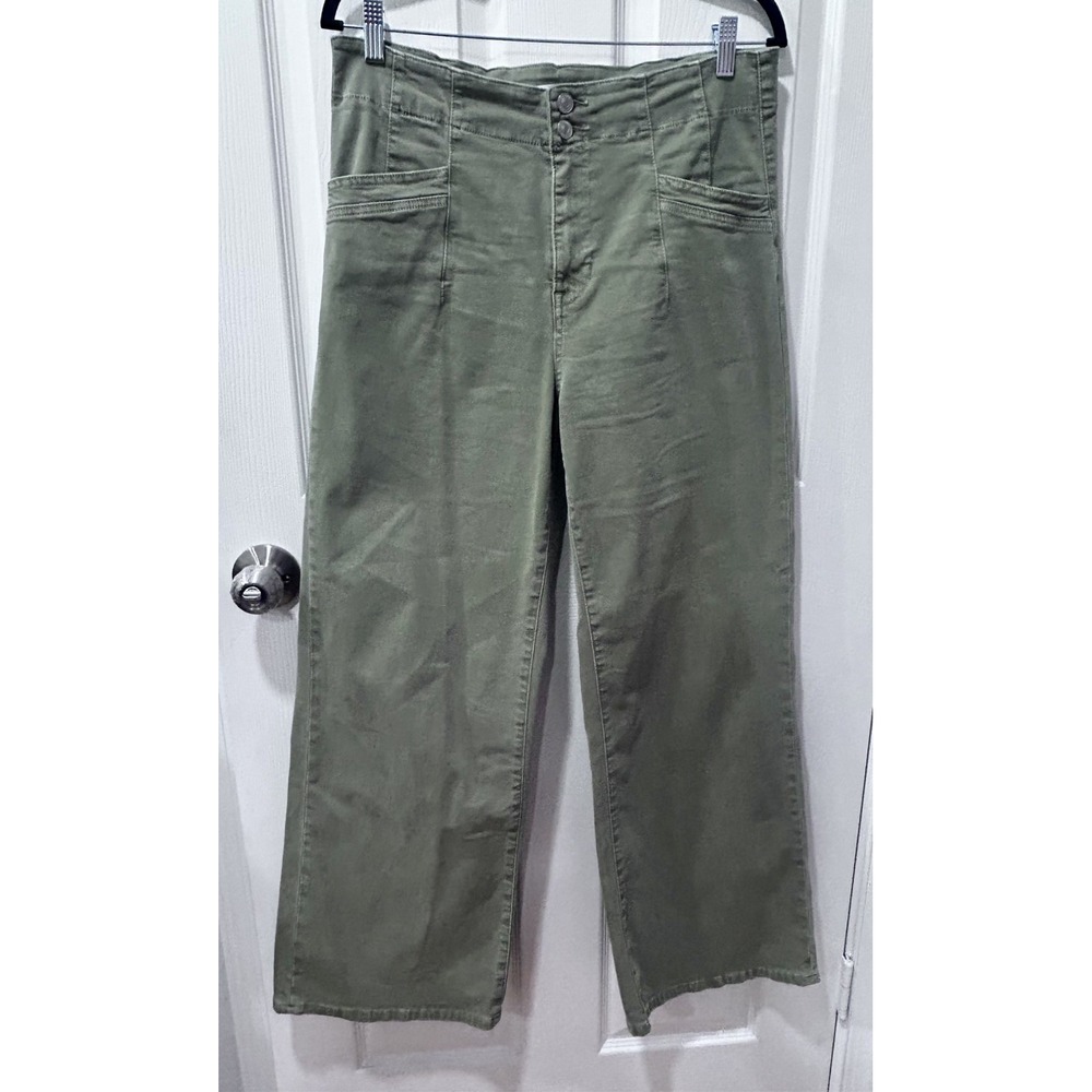 Altar'd State Mica Denim High Rise Wide Leg Jeans Sz 30 Medium Wash Olive Green